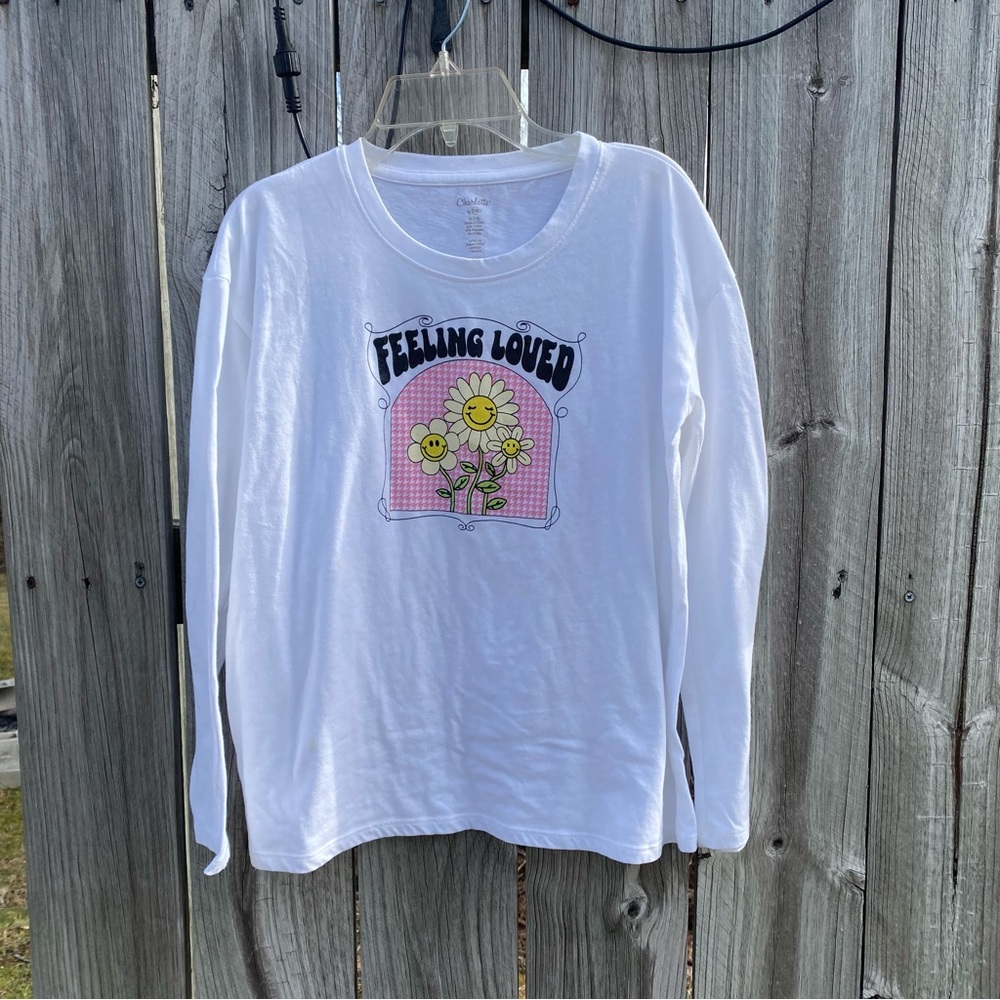 Charlotte by Cato Kids Girls Long Sleeve T Shirt Feeling Loved Daisy White XL 18